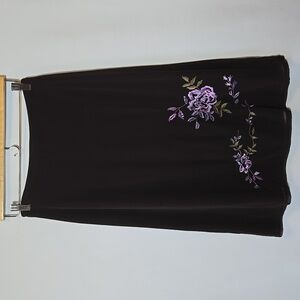 The Limited Brown Y2K Floral Embroidered Sheer Mesh Midi Skirt Size Small